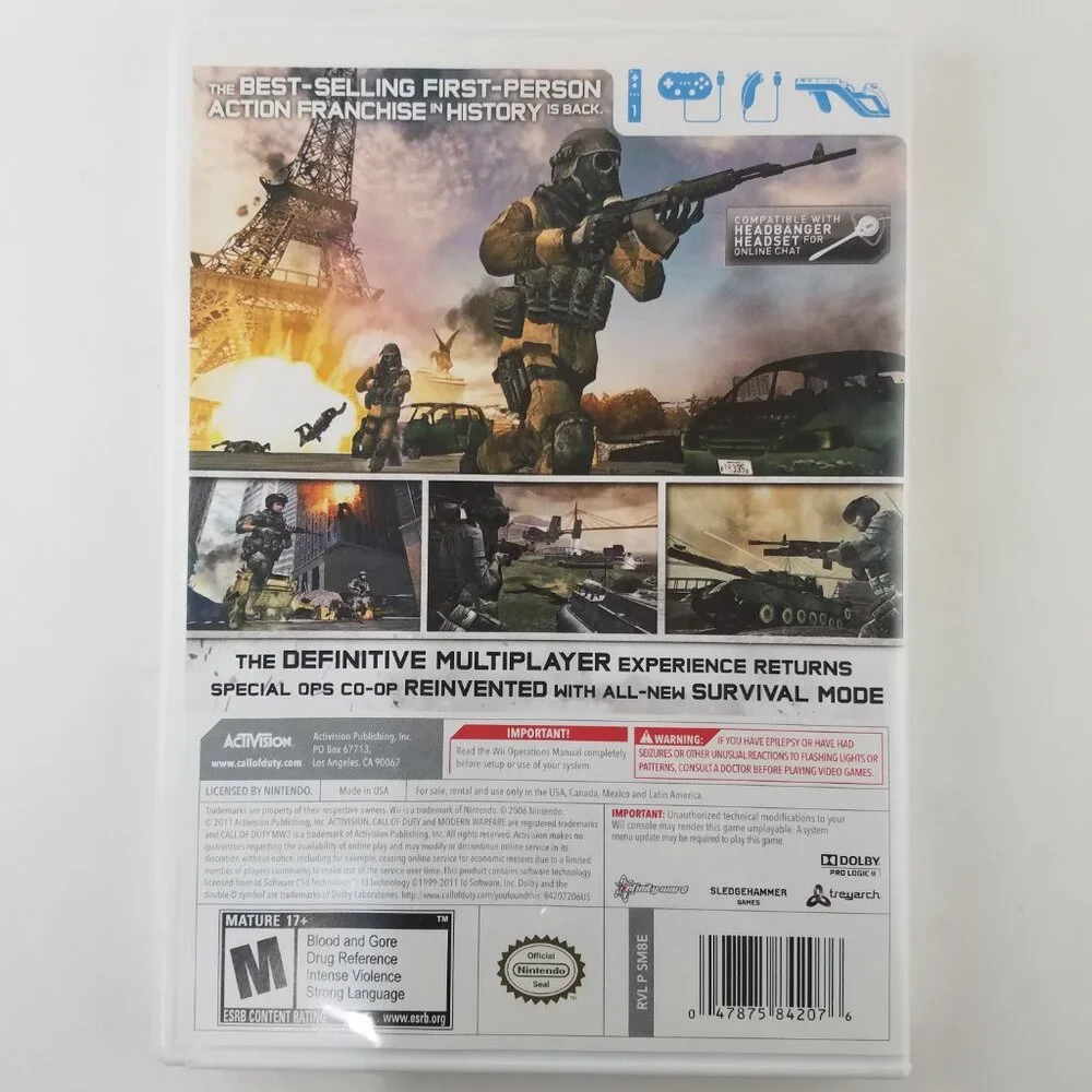 Call of Duty Modern Warfare 3 (Nintendo Wii, 2011) Complete + Manual Tested